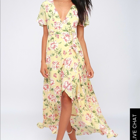 SENSE OF WONDER YELLOW FLORAL WRAPDRESS
LULUS NWT - Picture 3 of 4